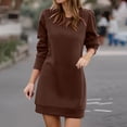 thumbnail image 2 of UJNDER Sweatshirt Dress for Women Knitted Pullover Long Sleeve Pocket Casual Winter Coffee M, 2 of 5