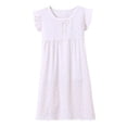 thumbnail image 2 of WIBACKER 2Pcs Girls Nightgowns Cotton Pajamas Dresses Flutter Short Sleeves Sleepwear Princess Floral Nightshirt for Kids 3-14Y, 2 of 7