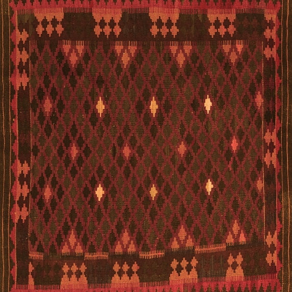 Ahgly Company Indoor Square Southwestern Orange Country Area Rugs, 5' Square