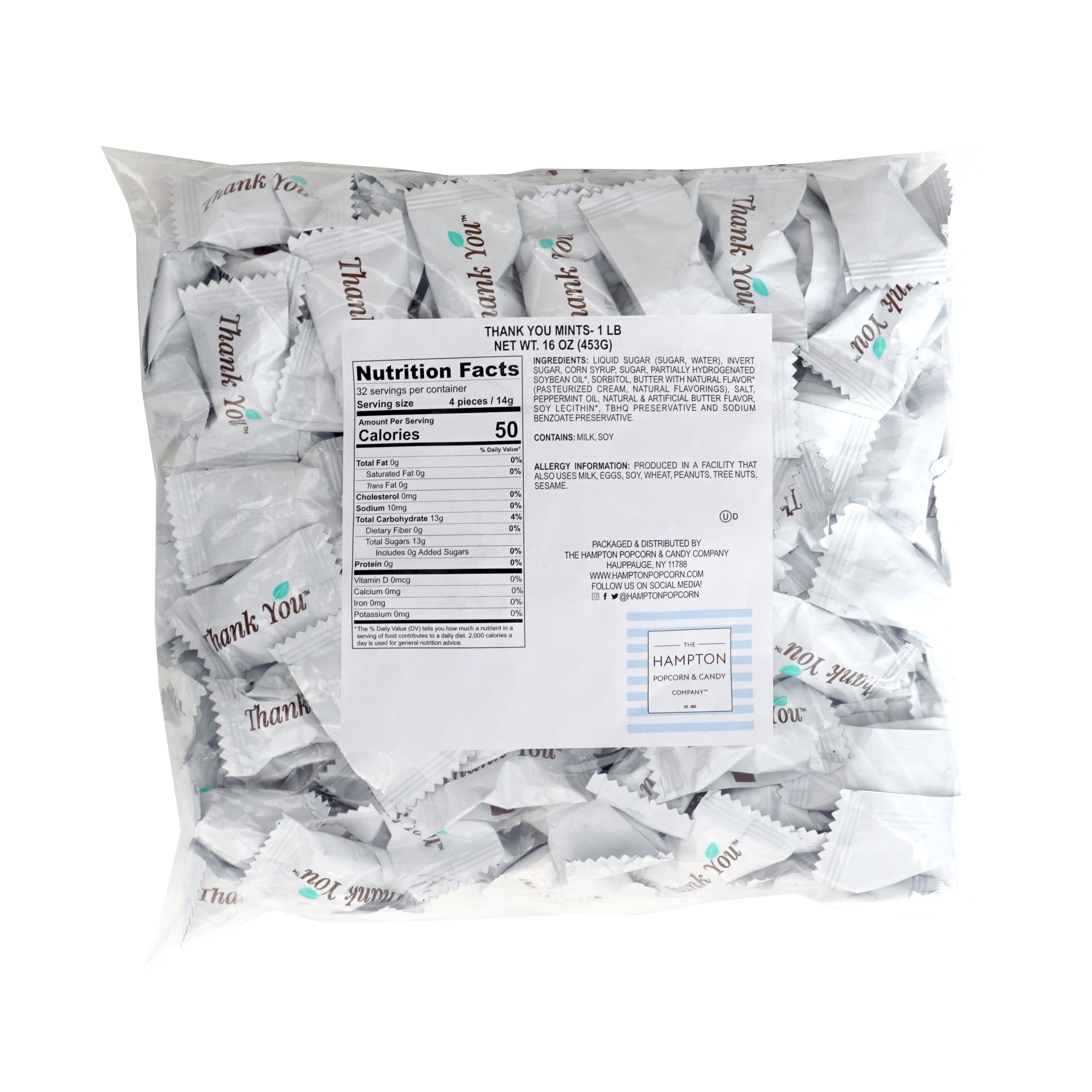 The Hampton Candy Thank You Candy Buttermints, 1 Pound Bulk Bag