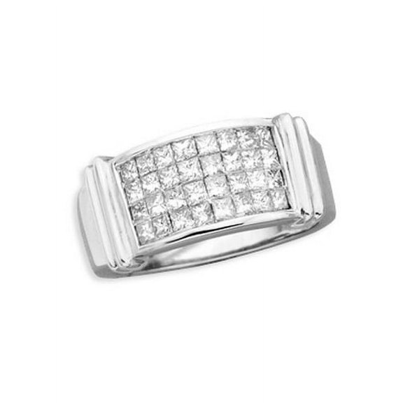 14K White Gold 1 ct. Four Row Princess Cut Diamond Ring