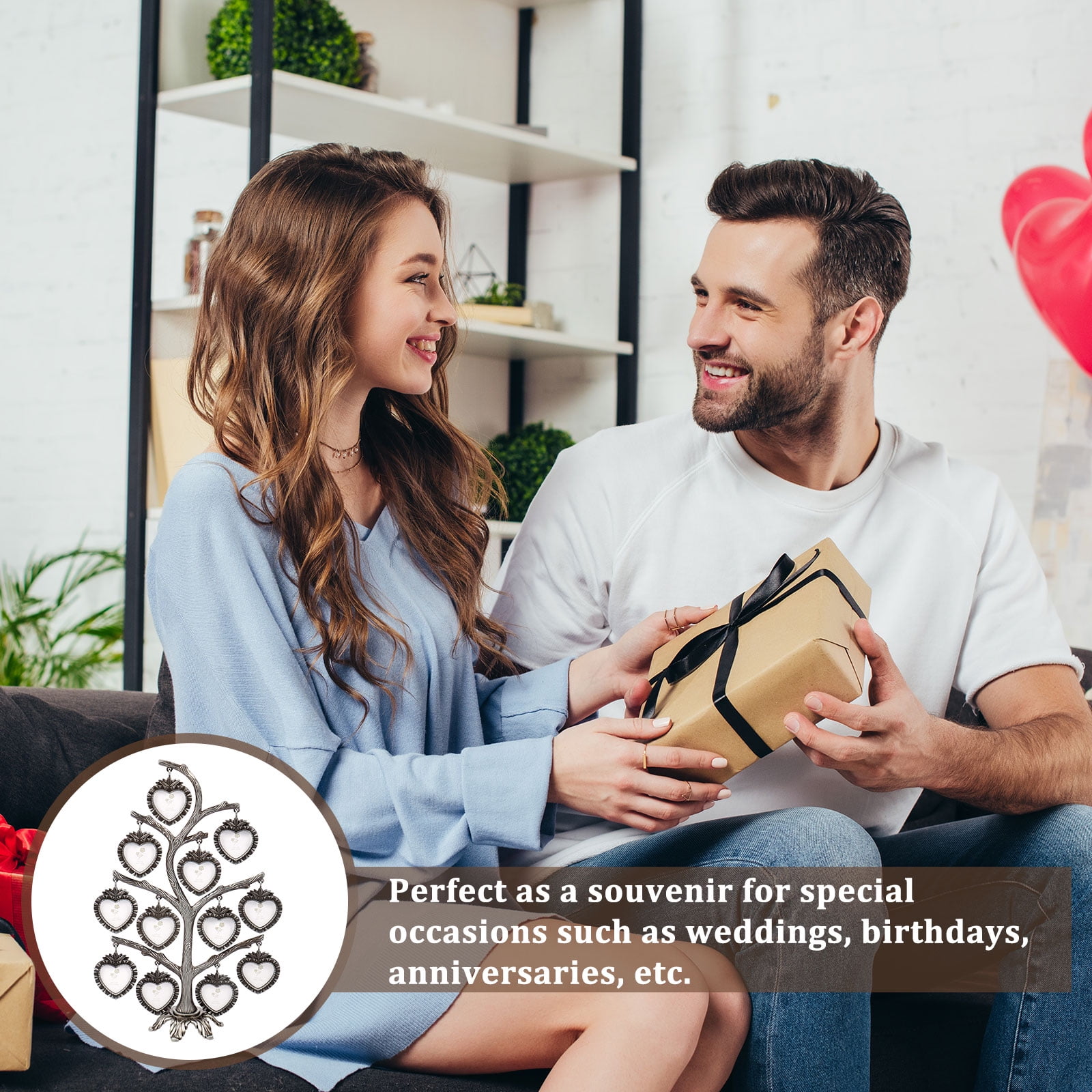 Keyohome Photo Frame Family Tree Metal Family Tree Photo Frame Tree Shape Display Rich Multi Picture Frame Tree Free Combination Photo Picture Tree Displays for Home Wedding Decor