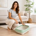 thumbnail image 5 of ICQOVD Semi Enclosed Cat Litter Box with Spray Proof Design Non Stick Easy Clean Pet Toilet for Kittens and Small Cats, 5 of 6