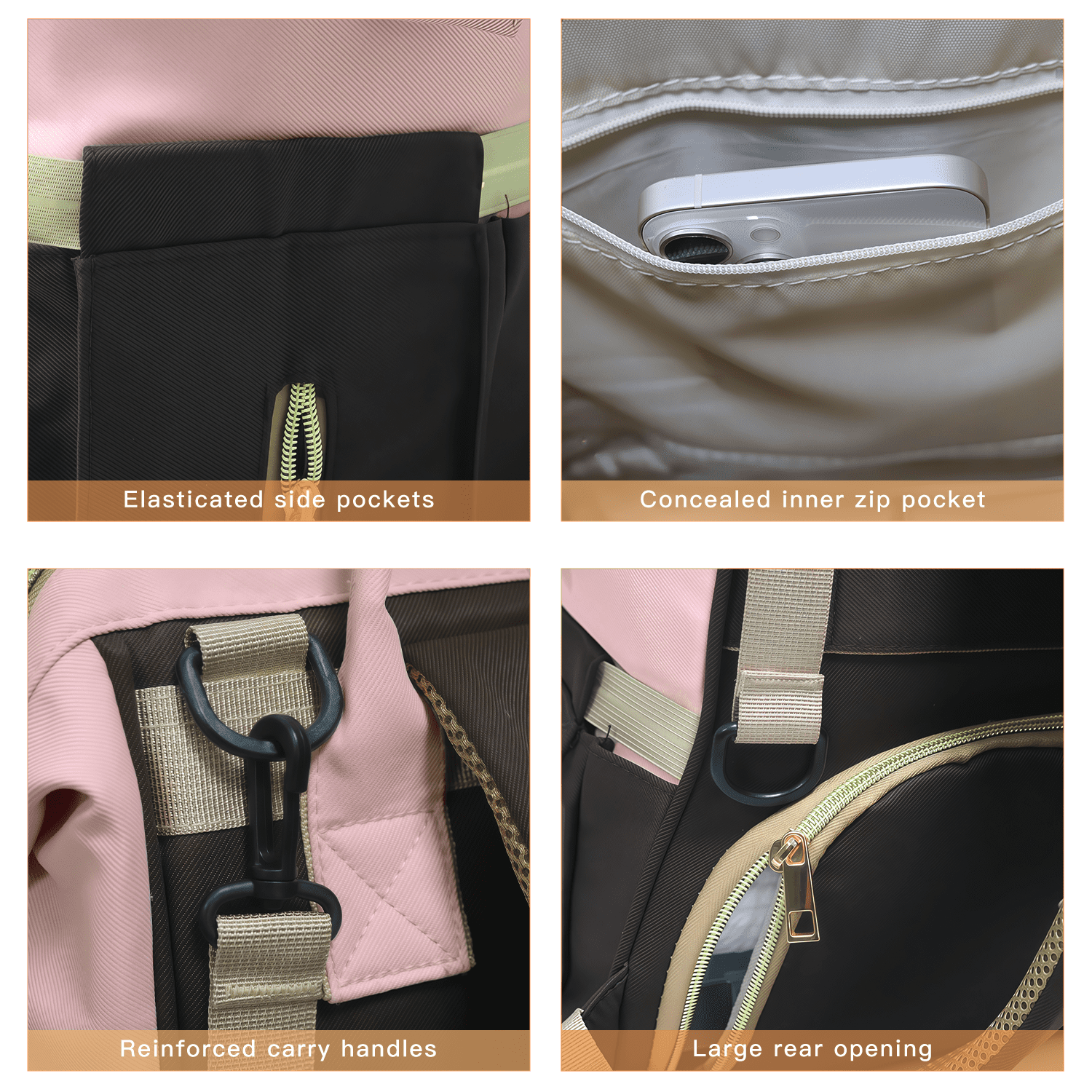 Diaper Bag Backpack - Large Travel Baby Bag with Changing Pad, Waterproof, Pacifier Case, Luggage Strap & Stroller Clips (Pink)