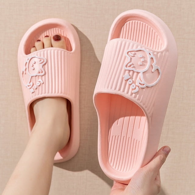 Zapatillas de baño con plataforma gruesa para mujer y hombre, chanclas antideslizantes con diseño de oso y gato de dibujos animados, sandalias de playa para interiores y exteriores, verano, 2023