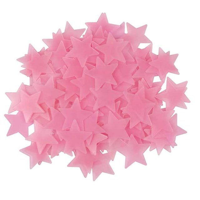 100 Uds. De estrellas que brillan en la oscuridad, pegatinas de pared de plástico fluorescentes luminosas, a todo Color, 3cm, rosa y rojo Feliz Sencillez