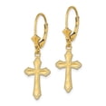 thumbnail image 2 of FB Jewels 14K Yellow Gold Diamond-cut Cross with Beaded Edge Leverback Earrings, 2 of 3