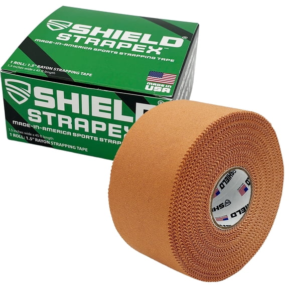 SHIELD StrapEX Premium Athletic Tape – 1.5" x 15 Yard Rayon Strapping Tape for Physical Therapy & Sports | Easy Tear, High Strength Joint Stabilization