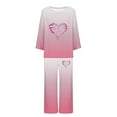 thumbnail image 4 of Timoontee Women's Breast Cancer Pajama Sets Gradient Long Sleeve Top and Loose Pants Sleepwear Sets 2 Piece Gradient Loungewear Pink 6, 4 of 4