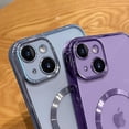 thumbnail image 2 of Compatible with iPhone 14 Plus Magnetic Clear Case,Luxury Plating Bling Transparent Shockproof MagSafe Case with Full Camera Lens Protector for iPhone 14 Plus Women Girl Men-Elegant Purple, 2 of 12