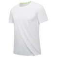 thumbnail image 1 of BOBOGOJP Chemises Classiques à Manches Courtes pour Hommes, Chandail Décontracté à Manches Courtes, T-shirt à Rayures à Col Rond (Blanc,m), 1 of 3