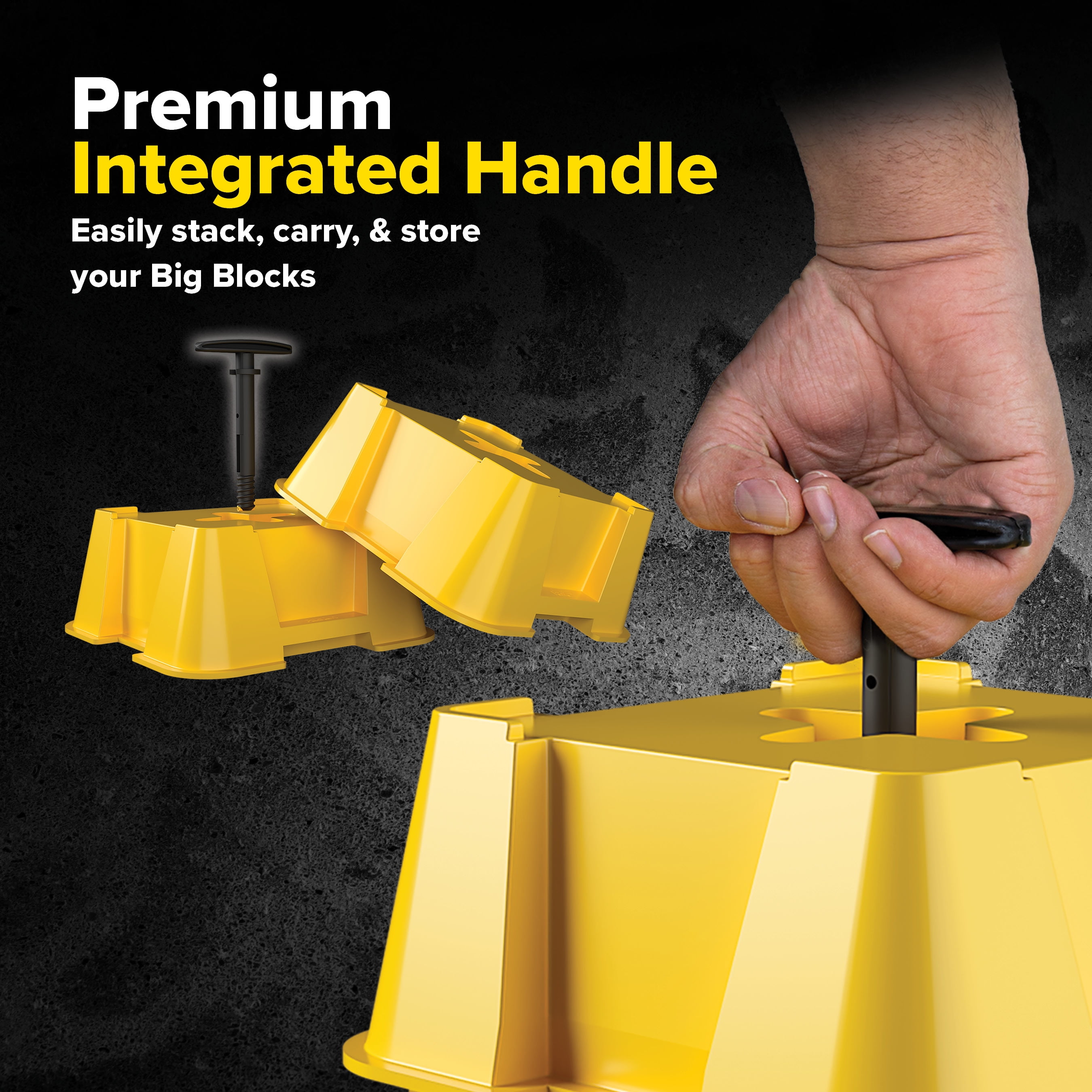 Camco FasTen RV Leveling Blocks - Supports Up to 8,000 Pounds - Yellow, 2-Pack (44539)