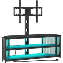 TV Stand with Mount and Power Outlet, Swivel TV Stand with LED Lights for 32/45/55/60/65/70 inch TVs, Black