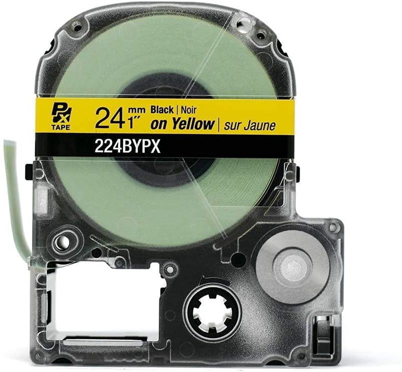 Epson LABELWORKS 224BYPX - Black on Yellow PET Label Maker Tape - 1" (24MM) Wide, 30'