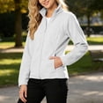 thumbnail image 4 of Gfyviroh Cozy Jackets for Women Full Zip Up Long Sleeve Fleece Jacket Solid Slim Fit Casual Stand Collar Outerwear, 4 of 6