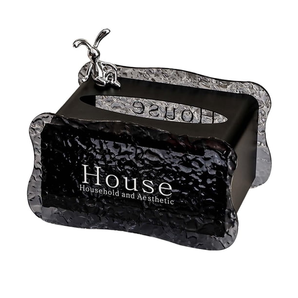 Funda para caja de pañuelos, dispensador de pañuelos faciales, soporte decorativo para papel conejito negro