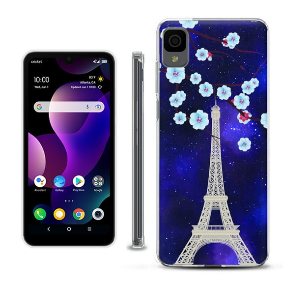Slim-Fit Gel TPU Phone Case for TCL 30Z / 30 Z / 30 LE, by OneToughShield ® - Eiffel Tower Stars