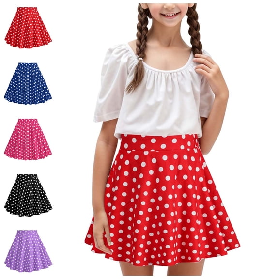 Bmisegm Back to School Supplies for Girls High Waist A Line Skater Skirt with Elastic Waist for Retro Daily Wear Girls Skirts 5-6 Years