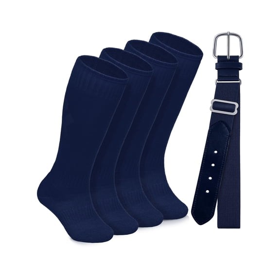 Gnodio Toddler Baseball Socks and Belt Combo Set Cotton Youth Baseball Softball Socks Adjustable Belt for Boys Girls, 5-7y