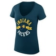 thumbnail image 2 of Women's G-III 4Her by Carl Banks Navy Indiana Pacers Super-Slim Fit Lightweight Large City Logo V-Neck T-Shirt, 2 of 3