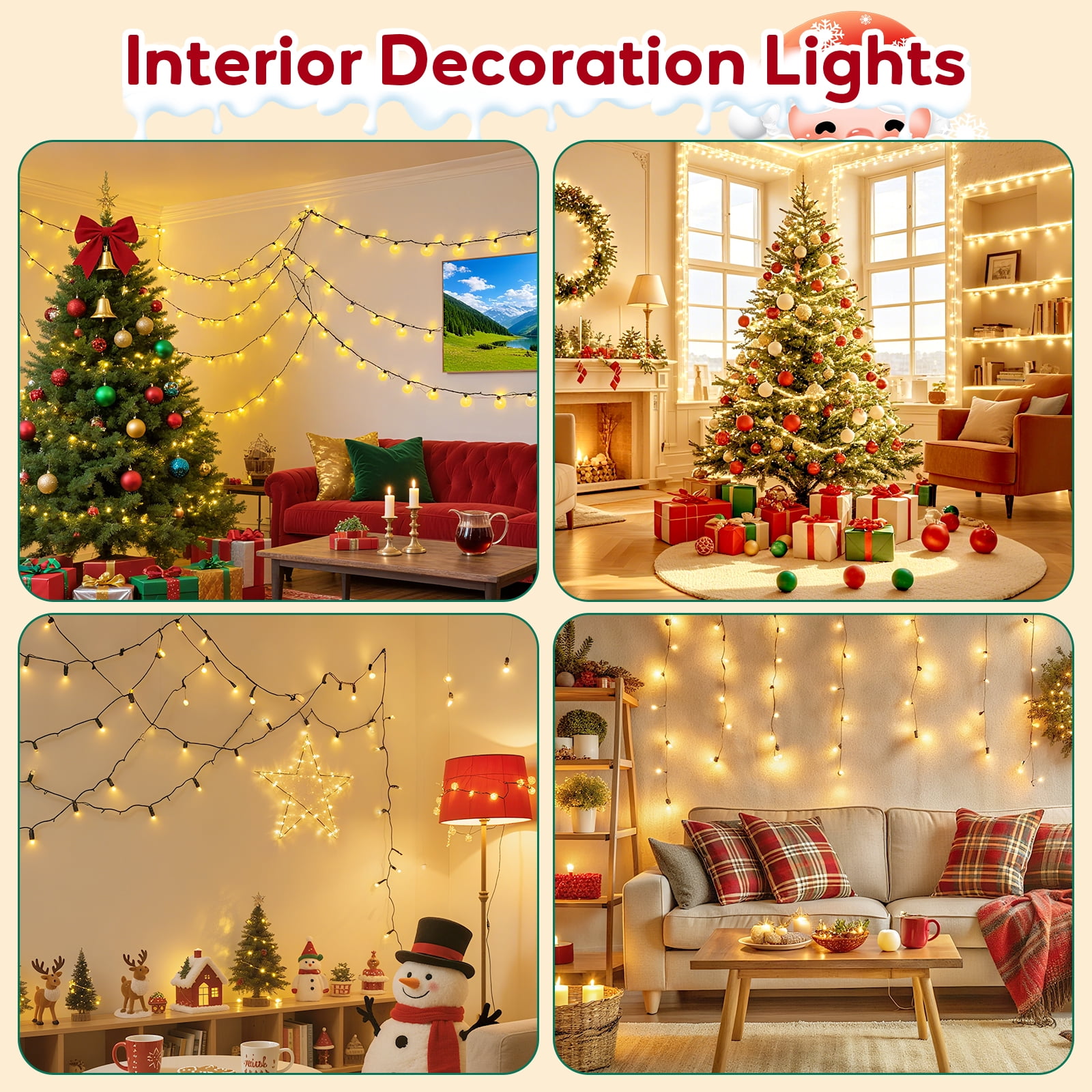Hishine Outdoor Christmas Lights 164FT 1000LED, String Lights Indoor 8 Modes Waterproof Plug in Christmas Tree Light for Holiday, Warm White