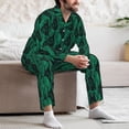 thumbnail image 5 of Salouo Mint Bird Feathers Print Button-Front Long Sleeve Pajama Set for Men, Soft 2Pjs Men's Long Sleeve Sleepwear -XX-Large, 5 of 7