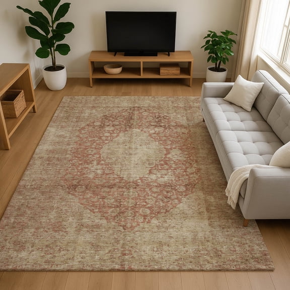 Addison Rugs Mayfield Premium Machine Washable Traditional Global Paprika Rectangle Rug, 10' X 14' Machine Washable Traditional Global Paprika Oversized Sherpa Throw Blanket
