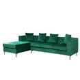 thumbnail image 2 of Accent Velvet Sofa, Sectional Sofa, L Shape Sofa Chaise with Nail Head Trim, Reversible Sectional Sofa with 4 Throw Pillows and Metal Leg, for Living Room Small Spaces Office, Green, 2 of 5