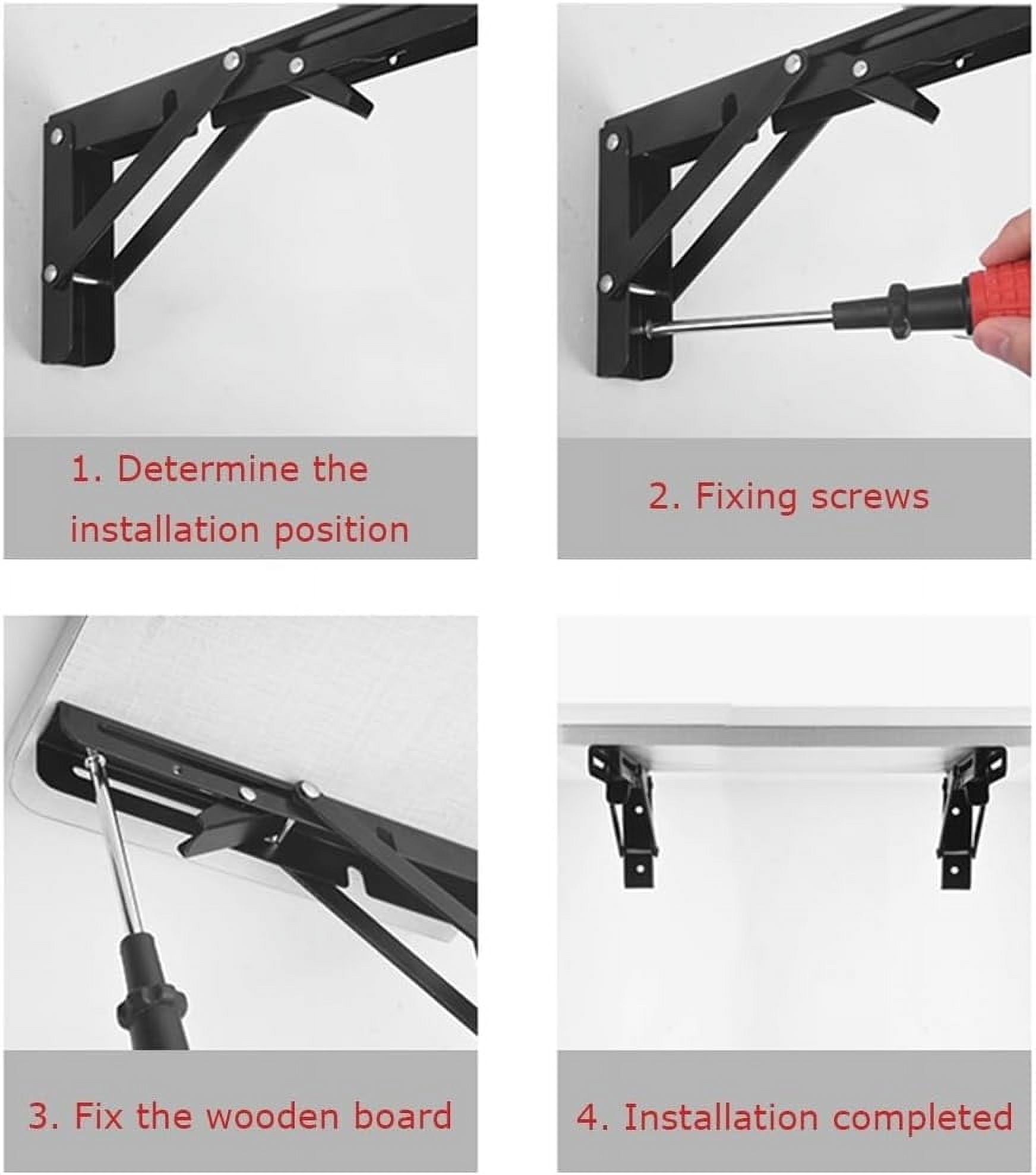 Folding Shelf Brackets, Heavy Duty Wall Mounted Brackets For Shelves Floating Shelf Brackets For Table Work Bench Space Saving,Max Load 165 Lb