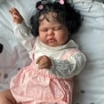 thumbnail image 6 of 19Inch Sleeping Baby Dark Skin pickle in Soft Cloth Body Lifelike Reborn Toddler Hand rooted Hair Baby Girl Doll  Baby, 6 of 6