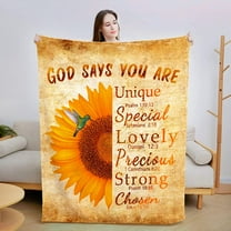 Sunflower Blanket, Spiritual Religious Gifts, Christian Blanket, Sunflower Gifts for Women & Men, Healing Throw Blanket with Inspirational Thoughts and Prayers, Birthday Gift for Women 50x60In