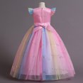 thumbnail image 4 of IDOPIP Girls Long Communion Princess Lace Dresses Flower Bridesmaid Pageant Party Wedding Floor Length Dance Evening Formal Gowns 11-12 Years Rainborw Pink, 4 of 7