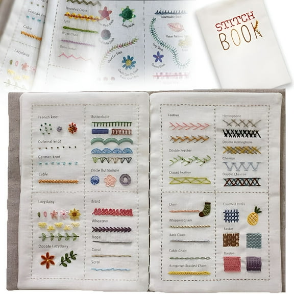 CCOCC DIY Stitch Book,Stitch Sample Book with Embroidery Stitch Name,Embroidery Stitch Book,Embroidery Sewing Book,Embroidery Book,Enhance Your Crafting Skills for Embroidery Enthusiast