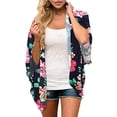 thumbnail image 1 of Pompotops Kimono en Chiffon à Imprimé Floral pour Femmes, Châle Cardigan à Manches Mi-Longues et Coupe Ample, 1 of 3