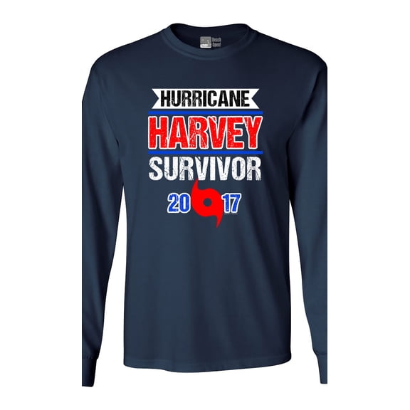 Long Sleeve Adult T-Shirt Hurricane Harvey Survivor Cyclone Symbol 2017 Houston Texas DT