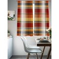 thumbnail image 3 of Tartan Plaid Sheer Curtains 63 Inch Length 2 Panels Set, Orange Red Autumn Gingham Vintage Check Voile Window Treatment Rod Pocket Curtains Sheers Drapes for Bedroom/Living Room/Kitchen 52x"63"x2, 3 of 7