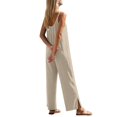 thumbnail image 6 of Women's Jumpsuit, Cotton Linen Sleeveless Overalls with Spaghetti Strap and Pocket, Casual Summer Romper and Beach Cover Up-Beige, 6 of 8