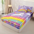 thumbnail image 2 of Metsweet Cartoon Unicorn Zipper Full Size Comforter Sets with Fitted Sheet and 2 Pillowcases, Colorful Flower Rainbow Zipper Bedding Set,4pcs, 2 of 6
