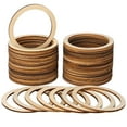 thumbnail image 1 of Miangastore 50 Pcs Tranches de Bois Rondes Bricolage Disques en Bois Ronds avec Trous pour Découpage, 1 of 9