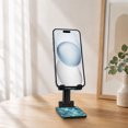 thumbnail image 5 of WIRESTER Black Foldable Phone Stand for Desk, Adjustable Portable Cell Phone Holder for iPhone 17, 16, 15, 14 and Android Smartphones - Mermaid Scales Blue Wave, 5 of 6