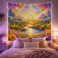 thumbnail image 2 of Golden Castle with Winding Blue River, Dreamy Fantasy Style for Fantasy Art Lovers, Castle Wall Decor Housewarming Gift, Tapestry Wall Hanging for Bedroom and Dorm, 2 of 7