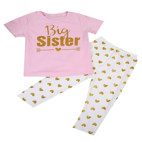 MesaSe Matching Clothes Big Sister T-shirt Little Sister Romper+Long Pants Outfits Set