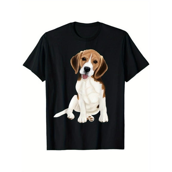 Funny Graphic Tee,Tops Has Cute Beagle Illustration,Round Neck Regular Fit T-shirts, Size(S-5XL)