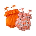thumbnail image 2 of Bovxnpu Baby Girls' Bodysuits 2PC Short Sleeve Orange Graphic Infant Bodysuit Ruffled Sling Style Summer Summer Outfits, 2 of 9