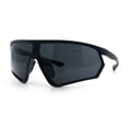 thumbnail image 5 of Mens Windbreaker Wrap Around Curved Shield Lens Sport Plastic Sunglasses Matte Black - Black, 5 of 8