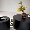thumbnail image 5 of Williamspace Black Coffee Table with Gold Rim Bottom End Table Round Wood Side Table for Living Room Bedroom, 5 of 7