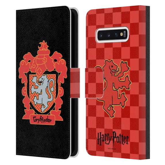 Head Case Designs Officially Licensed Harry Potter Deathly Hallows I Gryffindor Crest Leather Book Wallet Case Cover Compatible with Samsung Galaxy S10