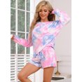 thumbnail image 3 of DARING DIVA Women's Tie Dye Tops with Shorts Pajamas Sets XL Blue Purple, 3 of 6