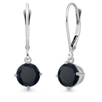 Gem Stone King 14K White Gold Black Zirconia Earrings for Women | 3.00 Cttw | Gemstone Birthstone | Round 6MM