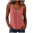 thumbnail image 3 of VBVC Women's Cotton-Linen Crew Neck Tank Top , Ladies' Stretchy Soft Sleeveless Camisole , Summer Casual Workout Layering Tops For Women,Red,S-2XL, 3 of 8